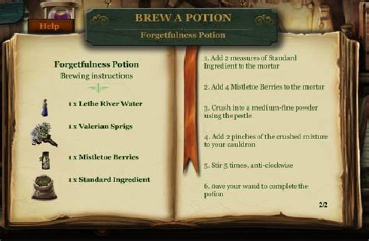 What ingredients are in a forgetfulness potion?