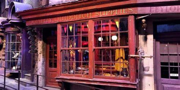 What is the name of the broomstick shop in Harry Potter?