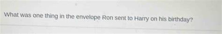 What was one thing in the envelope Ron sent to Harry on his birthday?